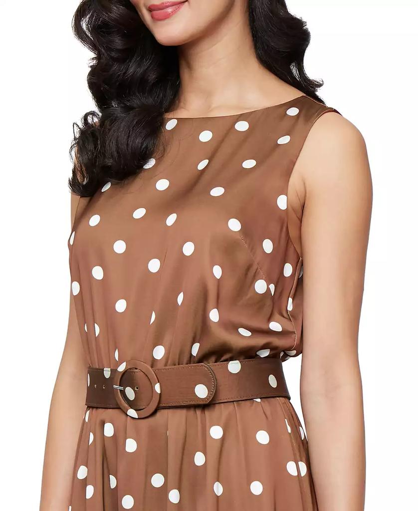 SL Fashions Women's Printed Boat-Neck Sleeveless Dress