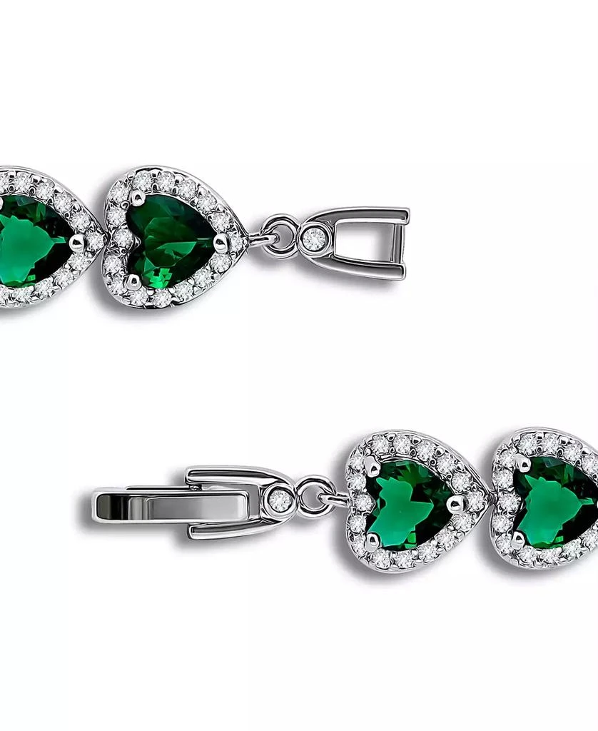 Macy's Cubic Zirconia Green Glass Heart Halo Link Bracelet 3