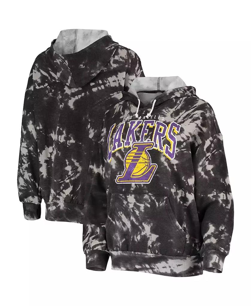 Majestic Women's Threads Black Los Angeles Lakers Burble Tie-Dye Tri-Blend Pullover Hoodie
