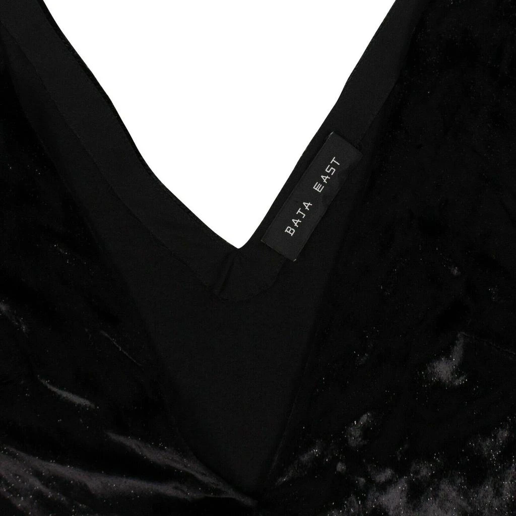 Baja East Sparkly Velvet Cold Shoulder Shirt - Black 3