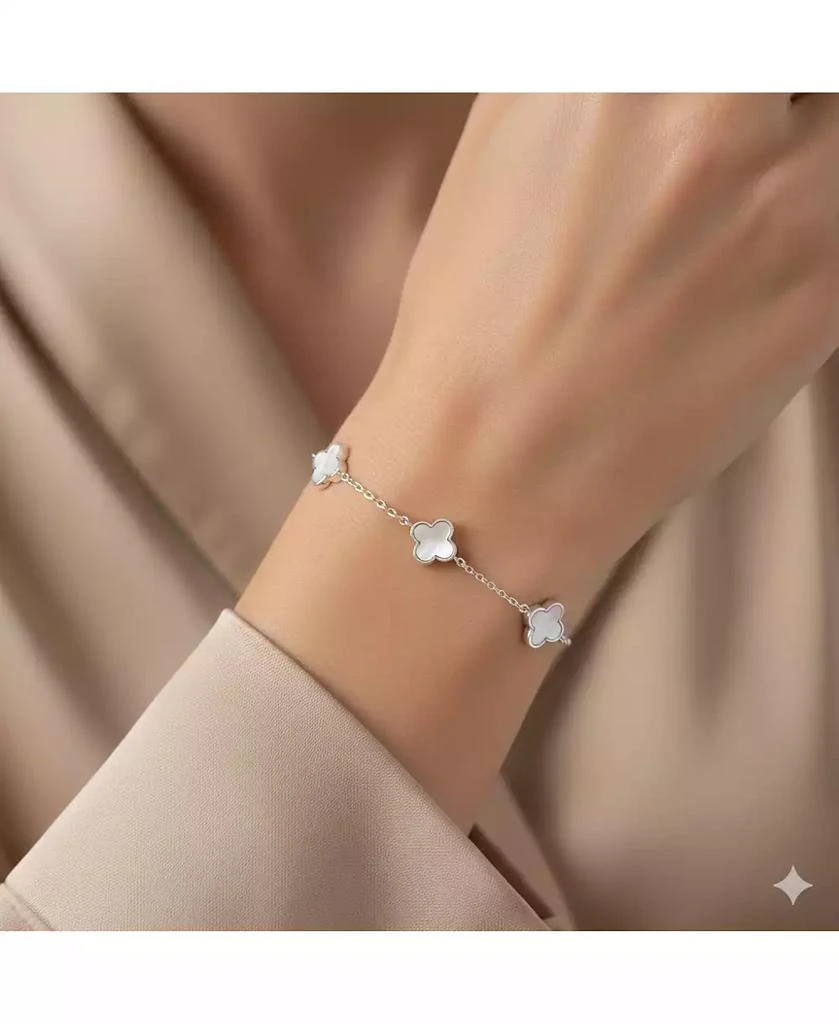 Simona Sterling Silver, Mother of Pearl Clover Bracelet 3