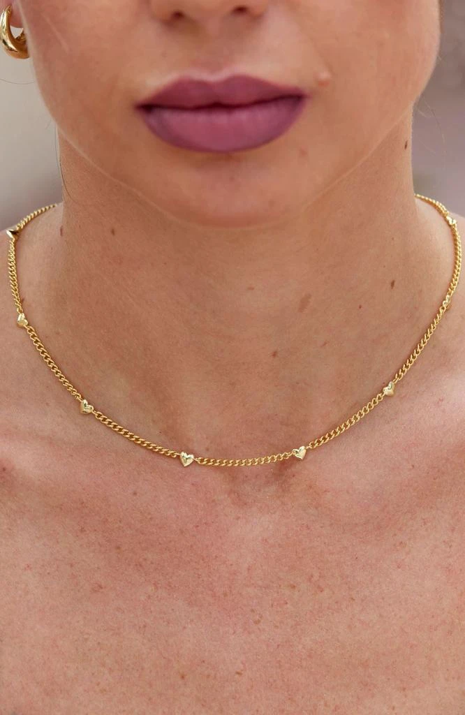 Savvy Cie Jewels 18K GOLD PLATED HEART STATION NECKLACE 2