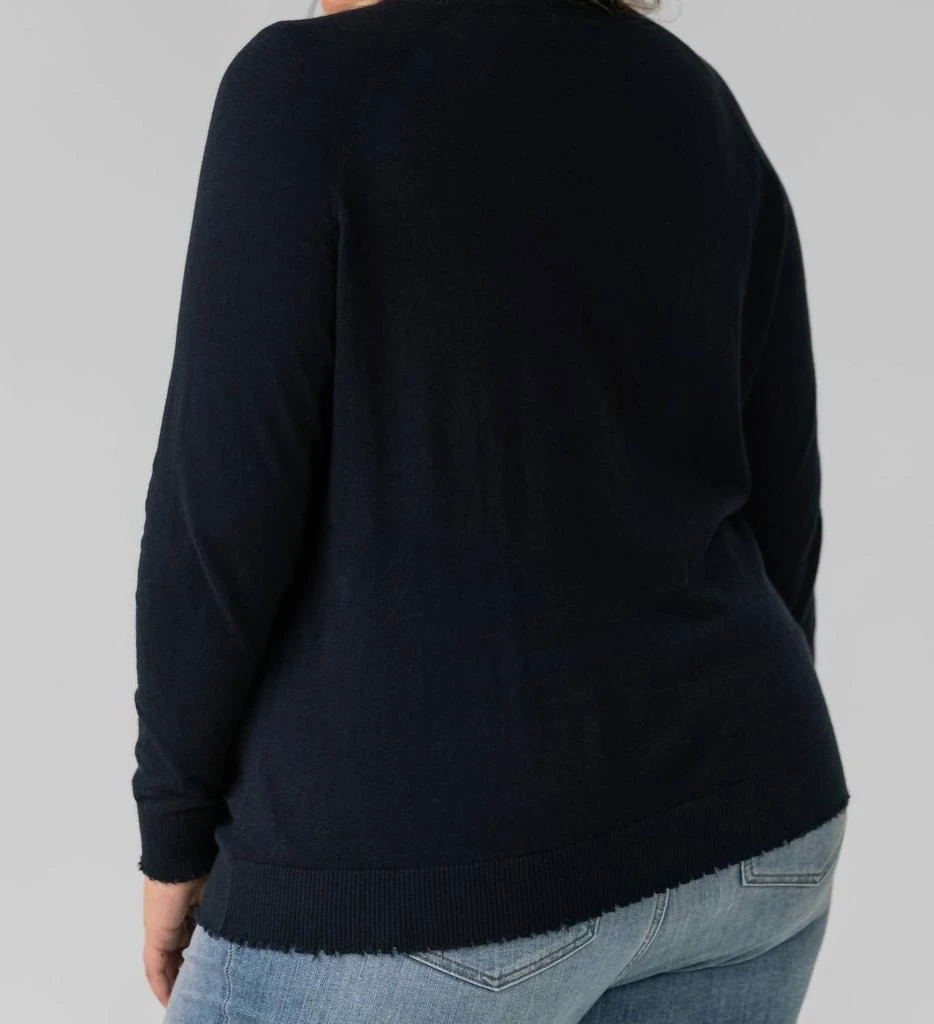 Minnie Rose Minnie Rose - Distressed Long Sleeve V-neck Sweater - Plus Size 5