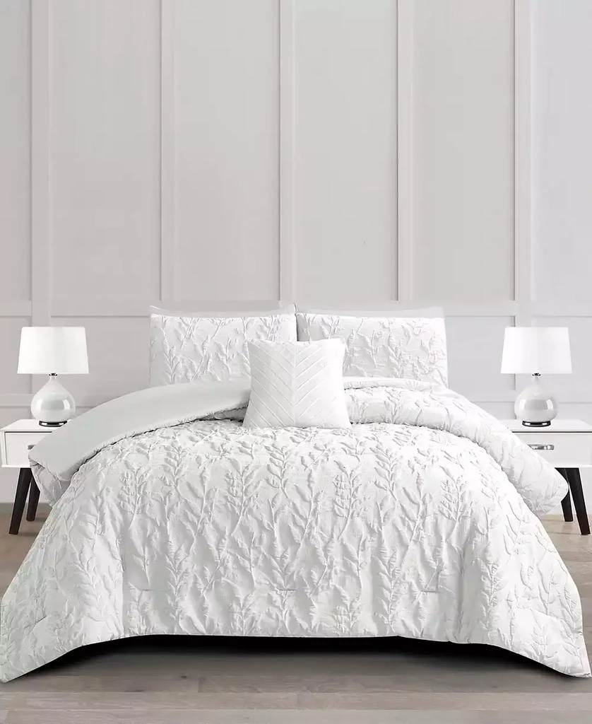 Rachel Roy Jacquard Puckered Botanical 4-Pc. Comforter Set 1