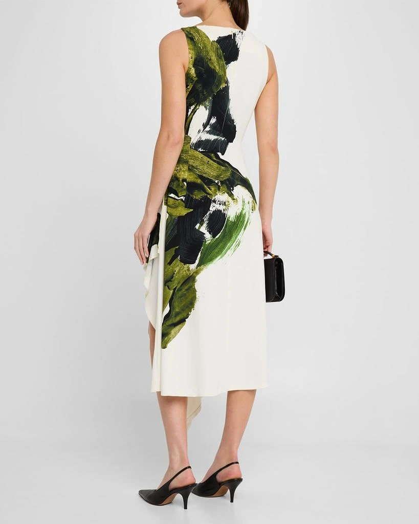 Jason Wu Brushstroke Boatneck Fit-Flare Crepe Dress 3