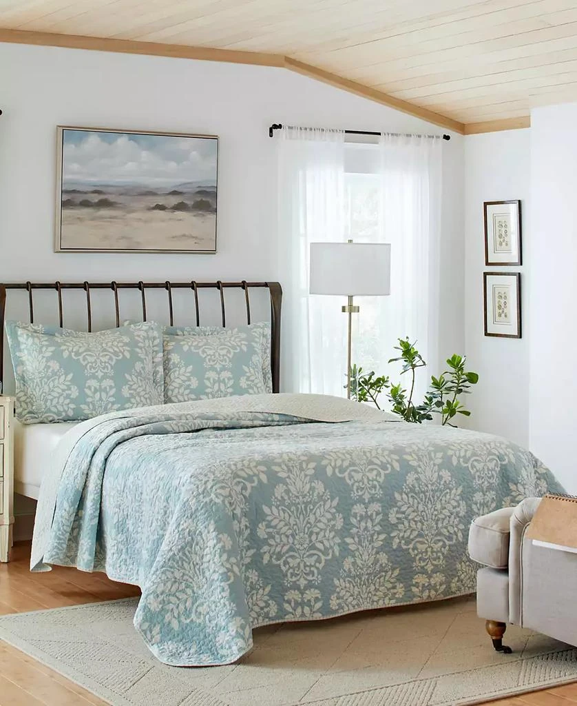 Laura Ashley Rowland Cotton Reversible 2 Piece Quilt Set, Twin 1