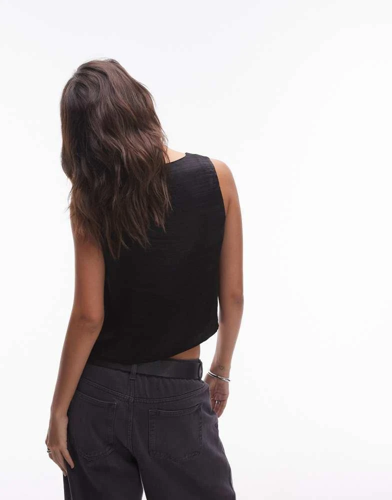 Topshop Topshop satin asymmetric tie waistcoat in black 4