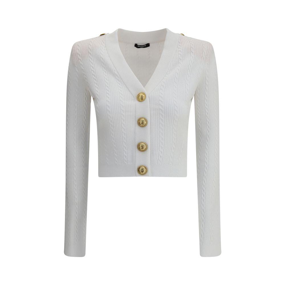Balmain LS BUTTONED V-NECK TORSADE KNIT Women's CARDIGAN