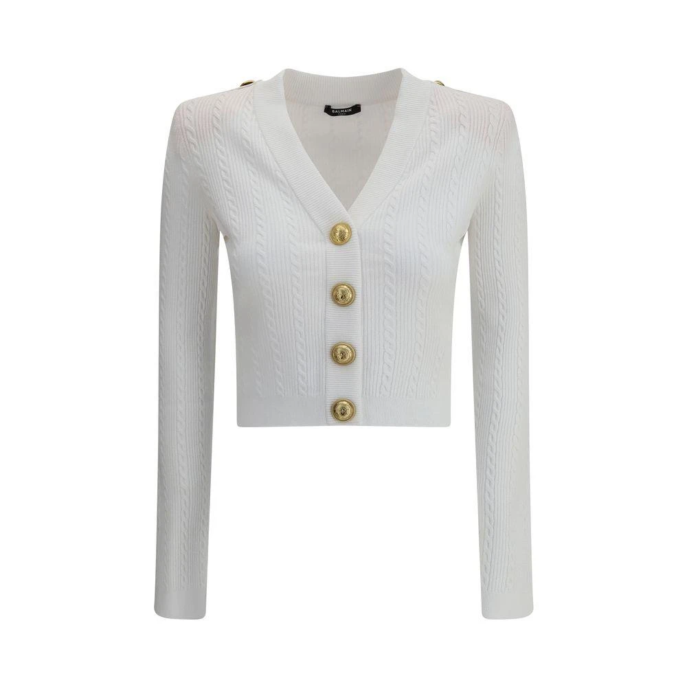 Balmain LS BUTTONED V-NECK TORSADE KNIT Women's CARDIGAN 1