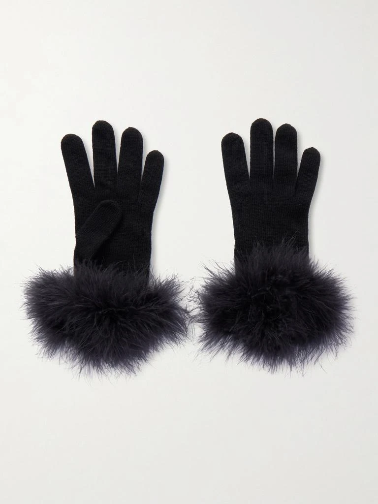 Valentino Feather-trimmed Wool Gloves