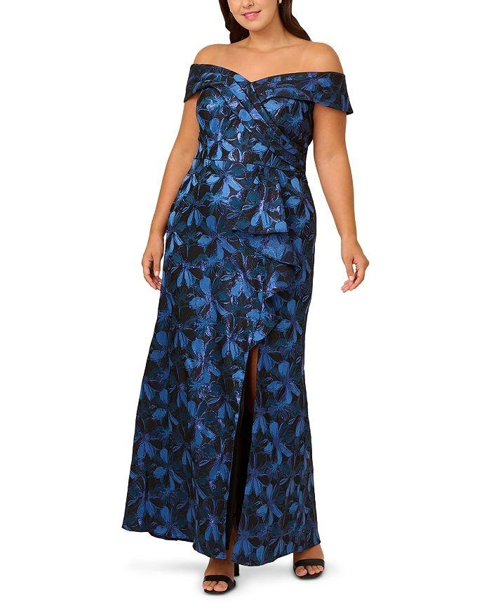 Adrianna Papell Plus Jacquard Gown 1
