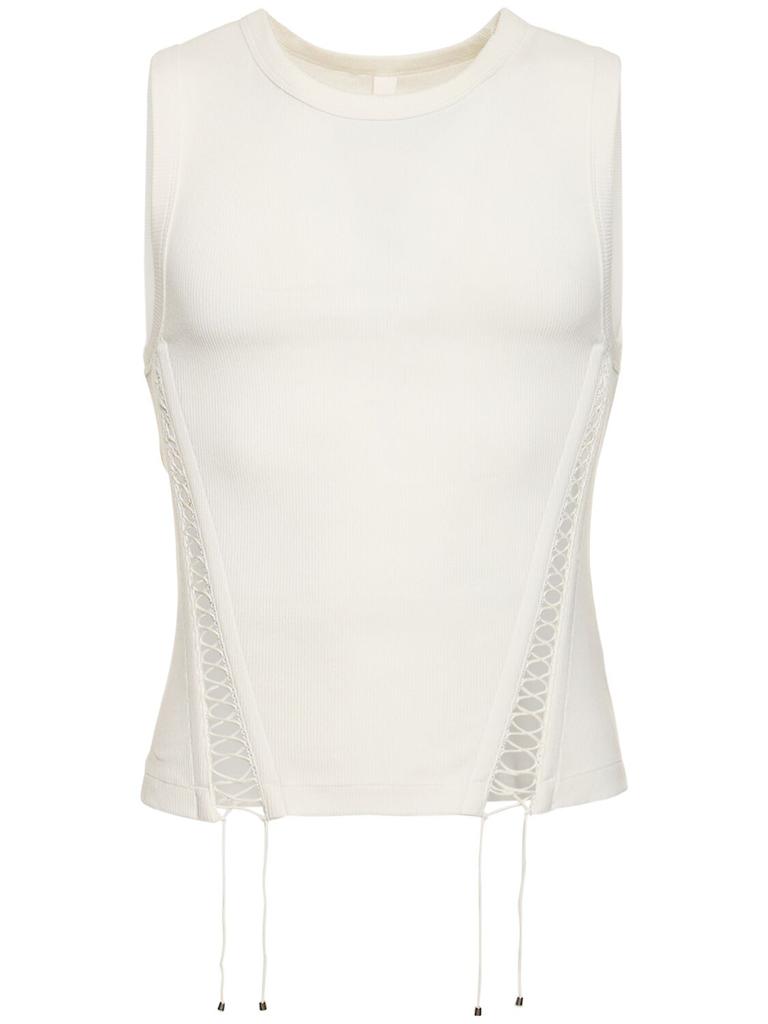 DION LEE Picot Stretch Cotton Tank Top