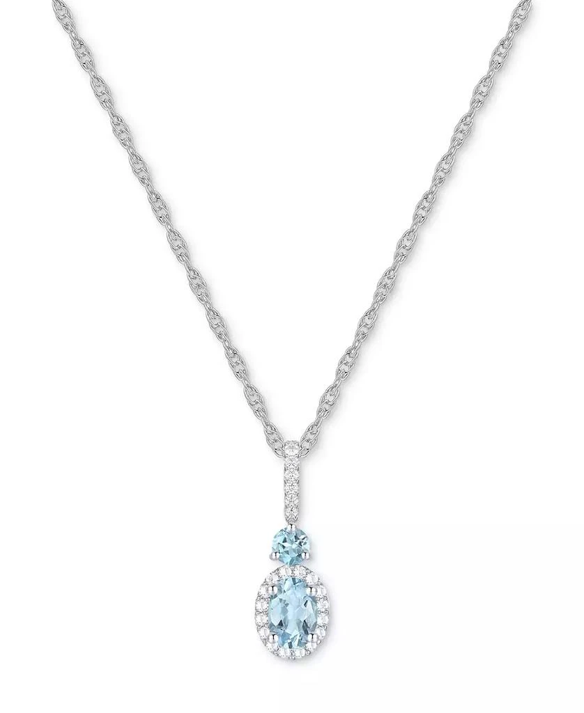 Macy's Santa Maria Aquamarine (5/8 ct. t.w.) & Diamond (1/8 ct. t.w.) Halo 18" Pendant Necklace in 14k White Gold 3
