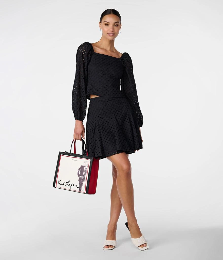 Karl Lagerfeld Paris LONG SLEEVE EYELET PUFF SLEEVE TOP 4