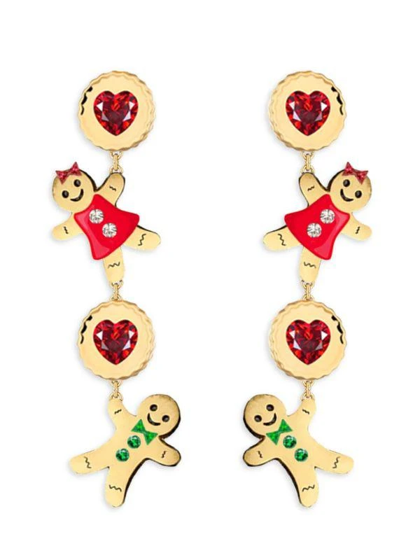 Eye Candy LA Luxe 14K Goldplated, Cubic Zirconia & Enamel Ginger Break Drop Earrings 1