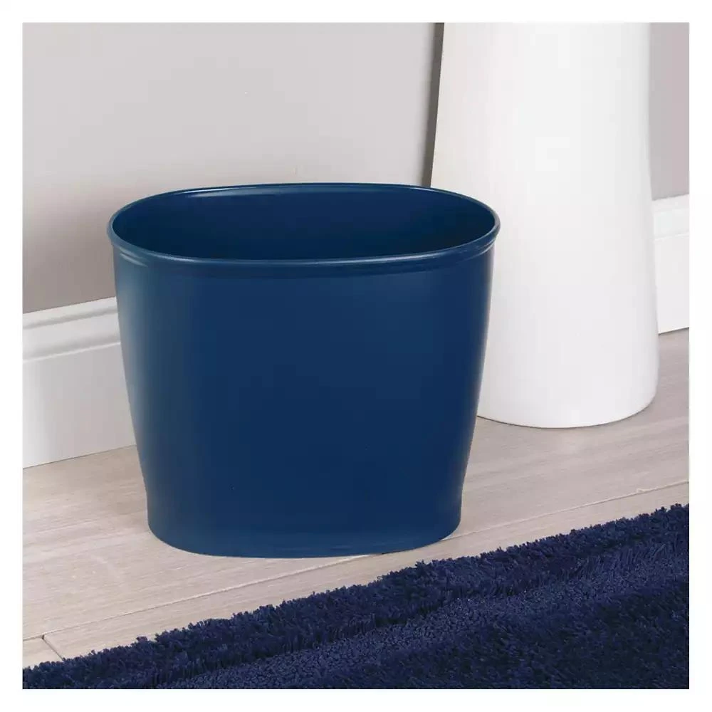 iDesign Oval 2.1 Gallon / 8 Liter Plastic Trash Can, 2-Pack, Navy, Made in USA 7