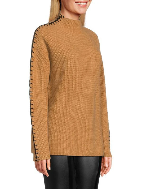 Saks Fifth Avenue 100% Cashmere Funnel Neck Sweater 3