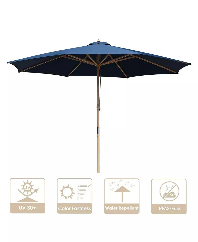 Yescom 13FT Large Outdoor Patio Umbrella UV30+ Wood 8 Rib Pole for Table Beach Yard Garden Wedding Deck Cafe Pool Navy