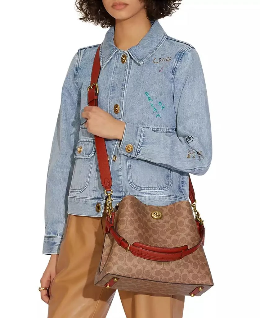 Coach Signature Coated Canvas Willow Shoulder Bag with Convertible Straps 3