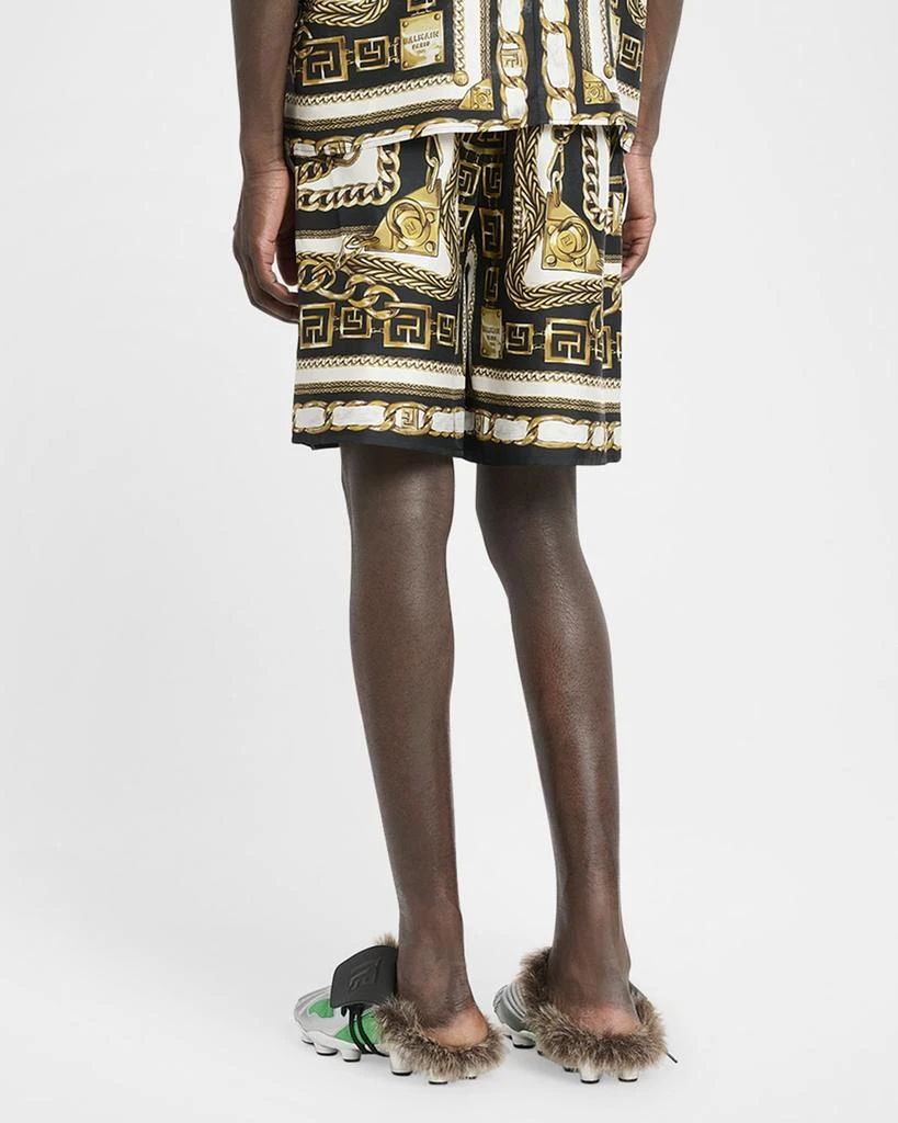 Balmain Men
s Foulard-Print Pull-On Shorts 3