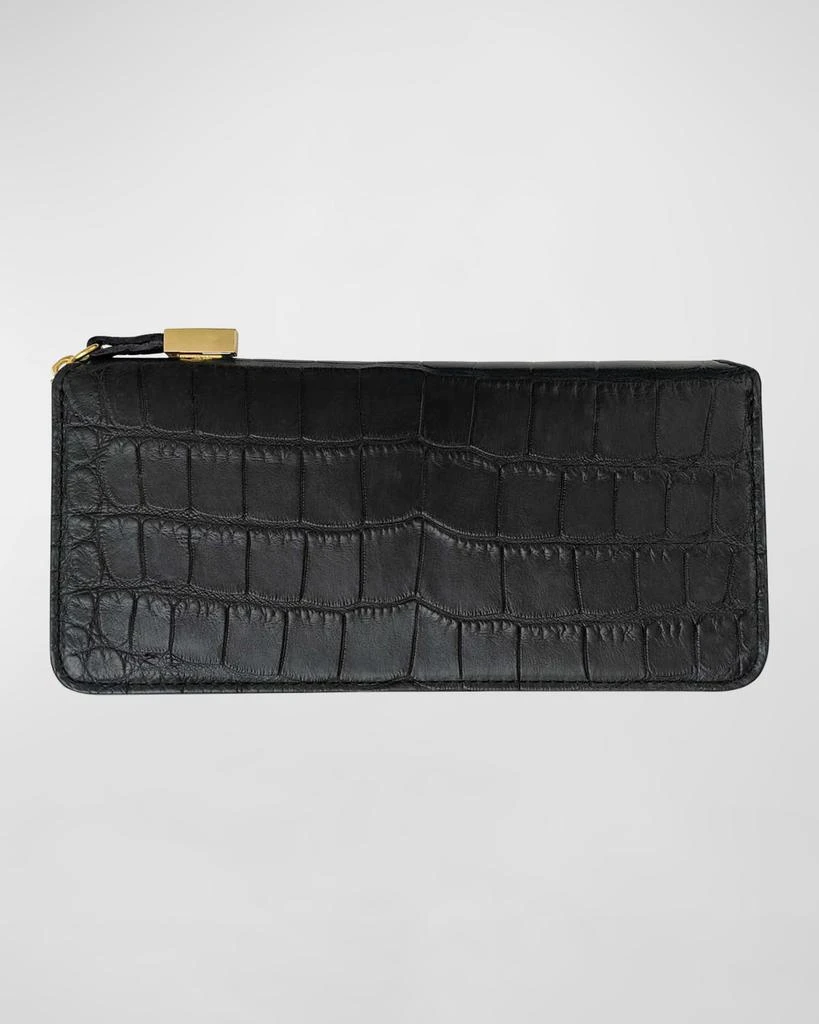 Abas Zip Polished Matte Alligator Continental Wallet 1