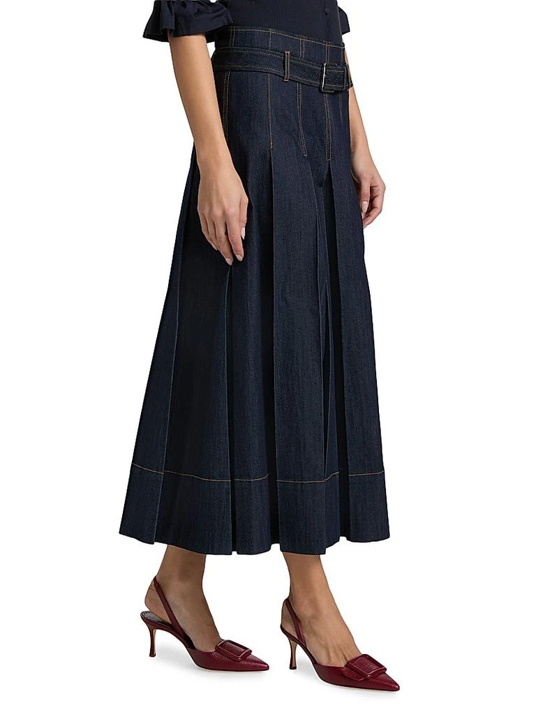 Cinq à Sept Rylee Pleated Denim Belted Maxi-Skirt 4