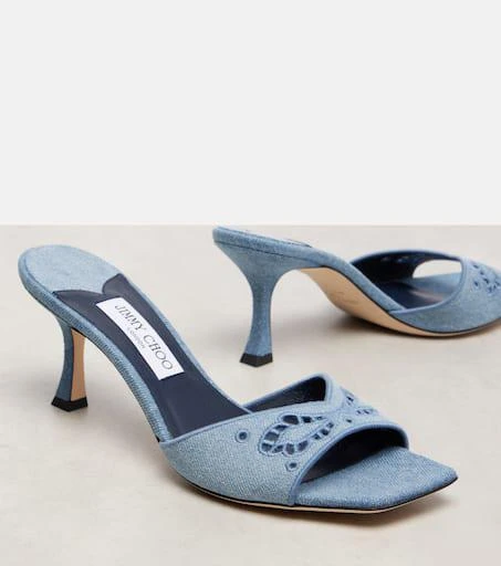 Jimmy Choo Skye 70 embroidered denim mules 5