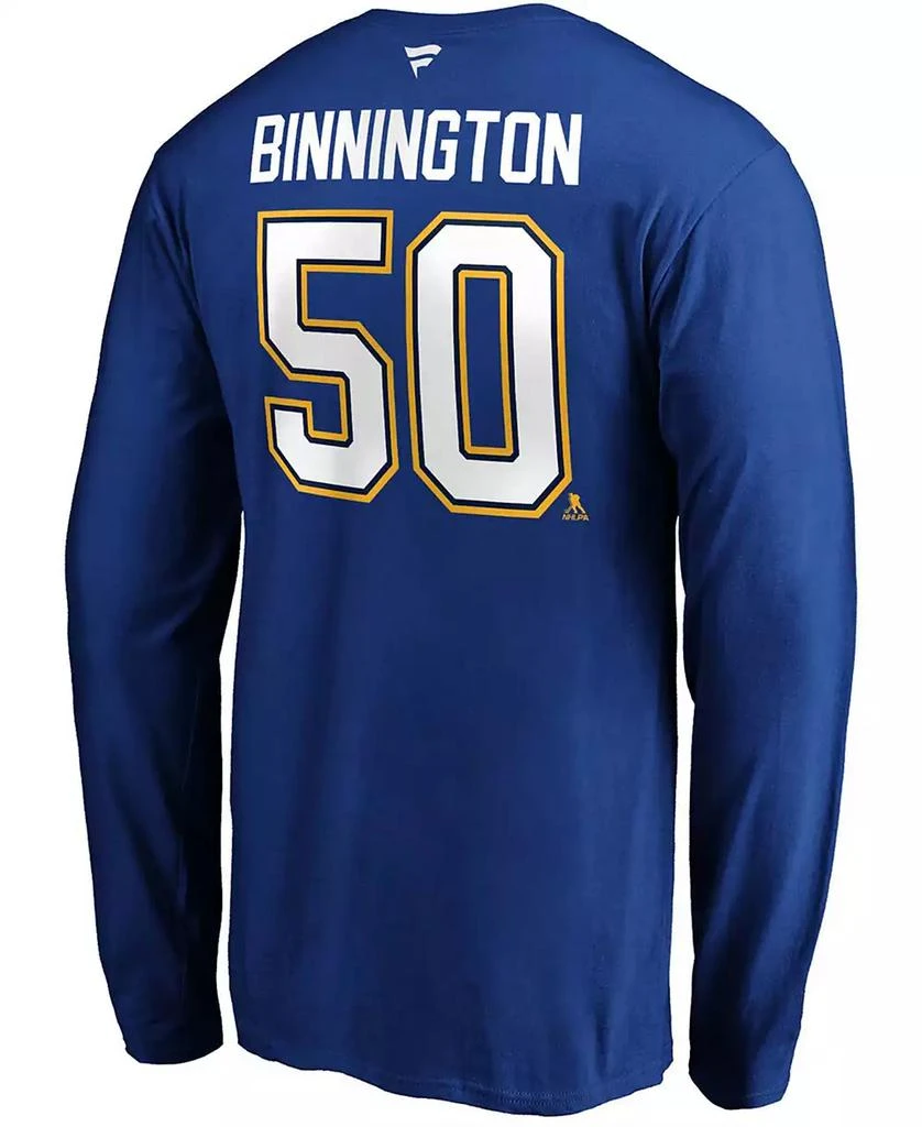 Fanatics Men's Jordan Binnington Blue St. Louis Blues Authentic Stack Name and Number Long Sleeve T-shirt 3
