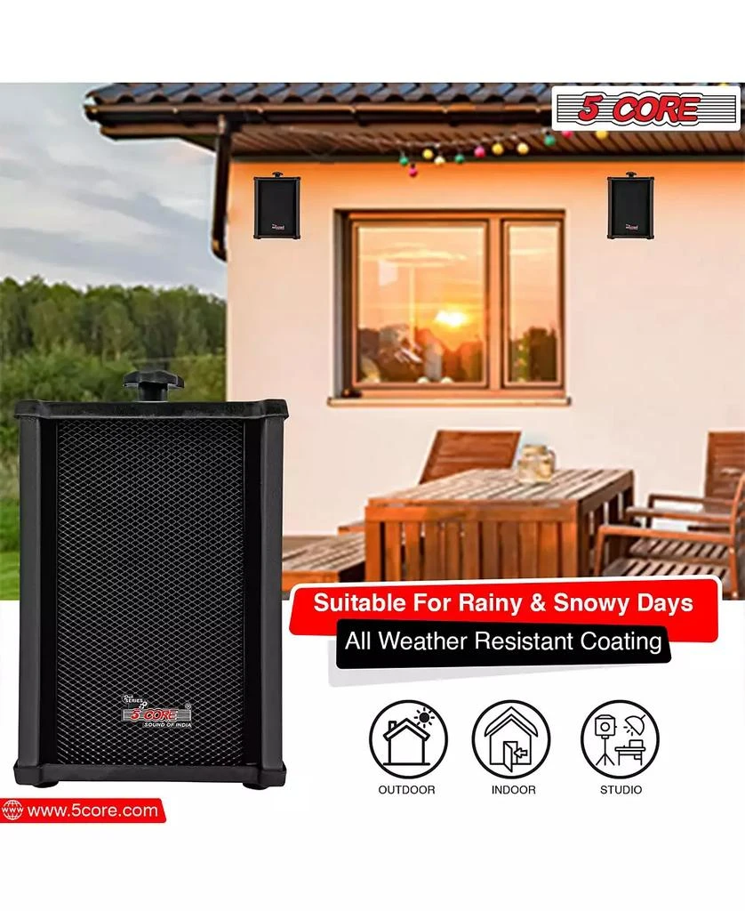 5 Core Outdoor Speakers Stereo In Wall 100W Peak Passive Home Audio System 6