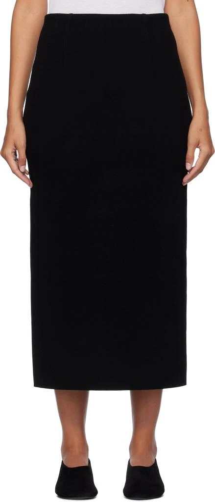AURALEE Black Heavy Milano Rib Knit Midi Skirt 1
