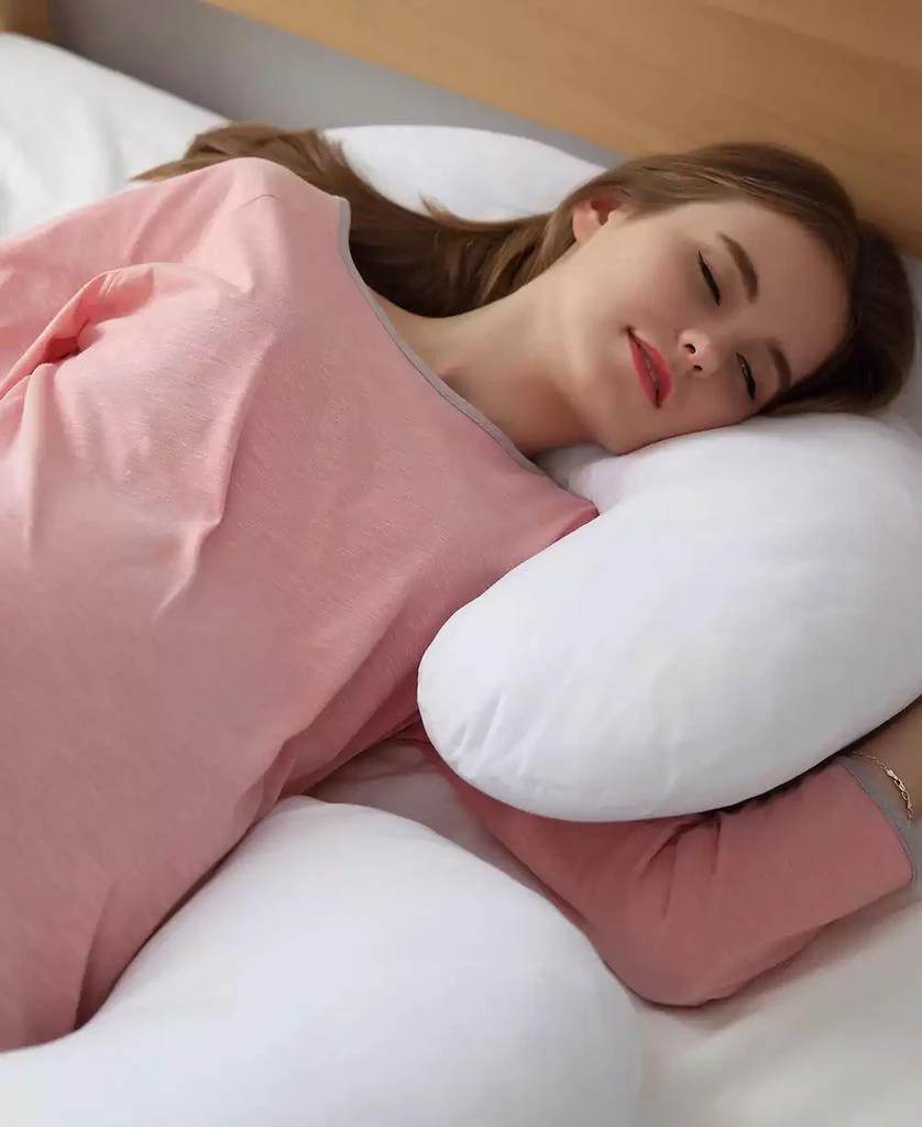 Cheer Collection Hypoallergenic Down Alternative Total Body J Shaped Pregnancy Pillow 2