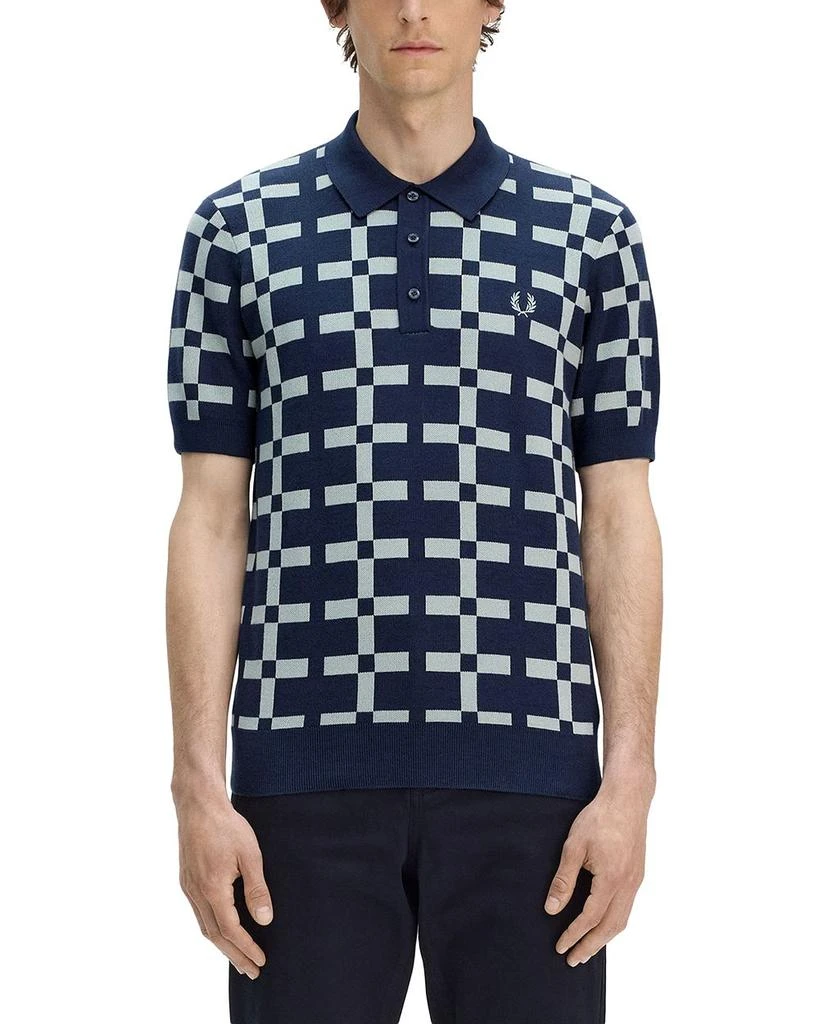 Fred Perry Geometric Regular Fit Jacquard Knit Polo Shirt 1