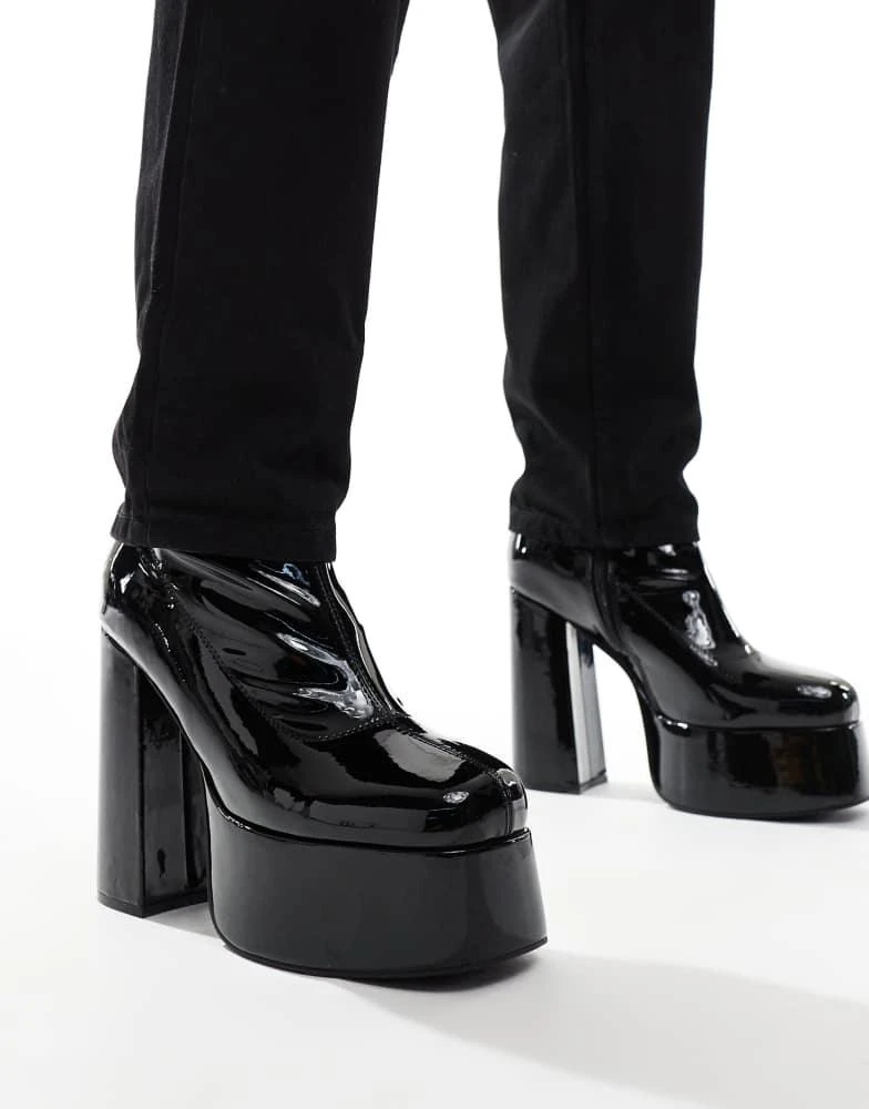 Koi Footwear KOI platform heeled ankle boots in black patent 3