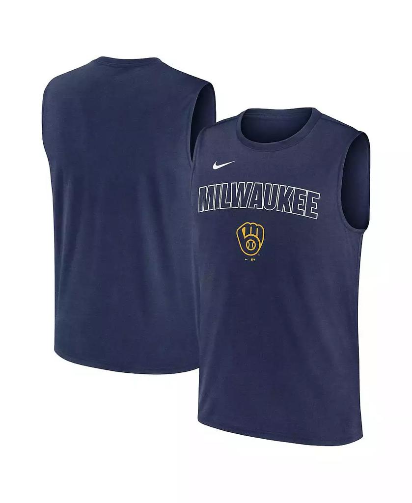 NIKE Men's Navy Milwaukee Brewers Knockout Performance Muscle Tank Top