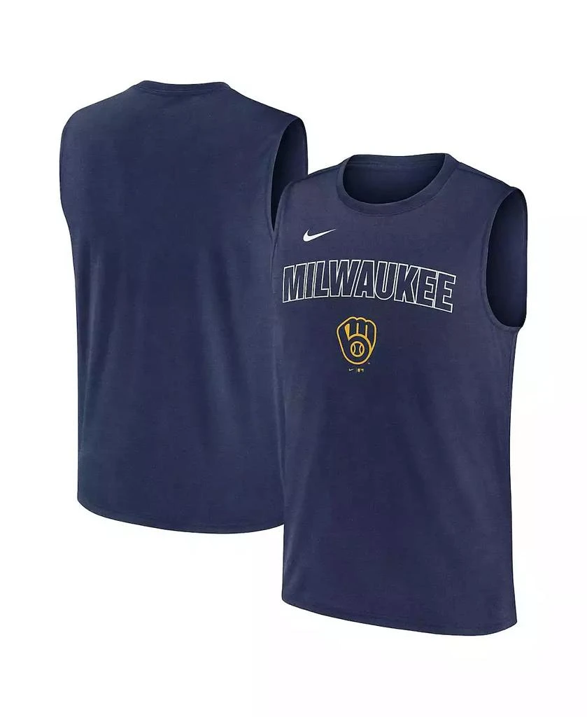 NIKE Men's Navy Milwaukee Brewers Knockout Performance Muscle Tank Top 1