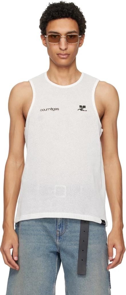 Courrèges White Printed Mesh Tank Top
