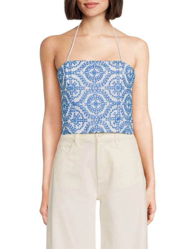 Alice + Olivia Ceresi Embroidered Halter Top 1