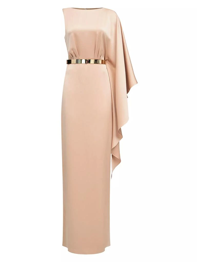 HALSTON Rhiannon Satin One-Shoulder Gown 1