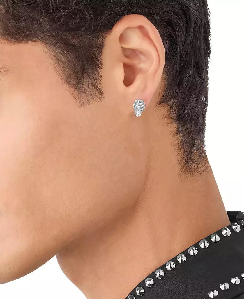 Philipp Plein Enigma Crystal Skull Stud Earrings in Stainless Steel 4