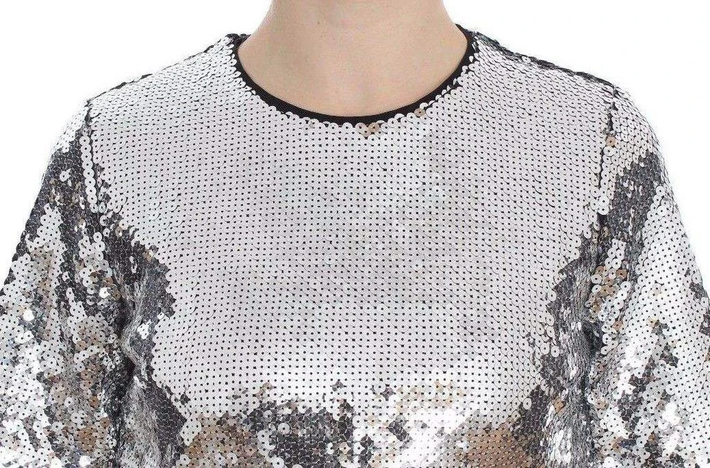 Dolce & Gabbana Dolce & Gabbana Silver Sequined Crewneck Blouse T-shirt Top 4