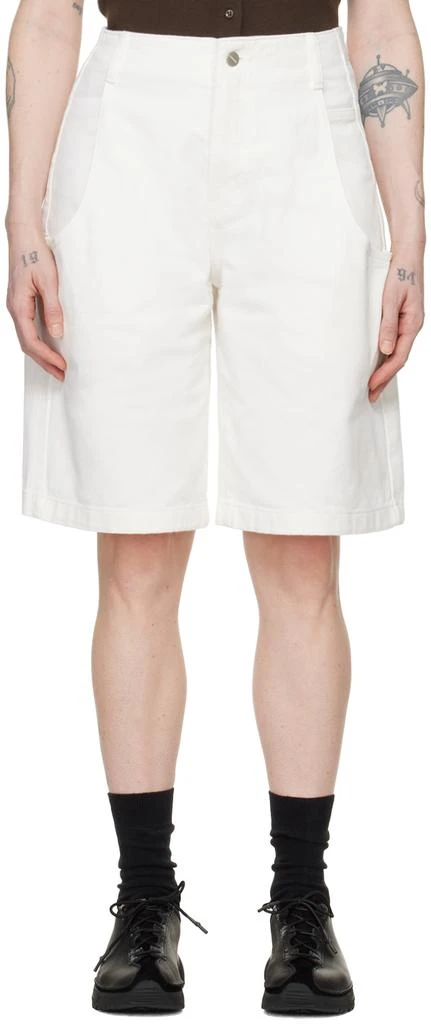 AMOMENTO White Pocket Denim Shorts 1