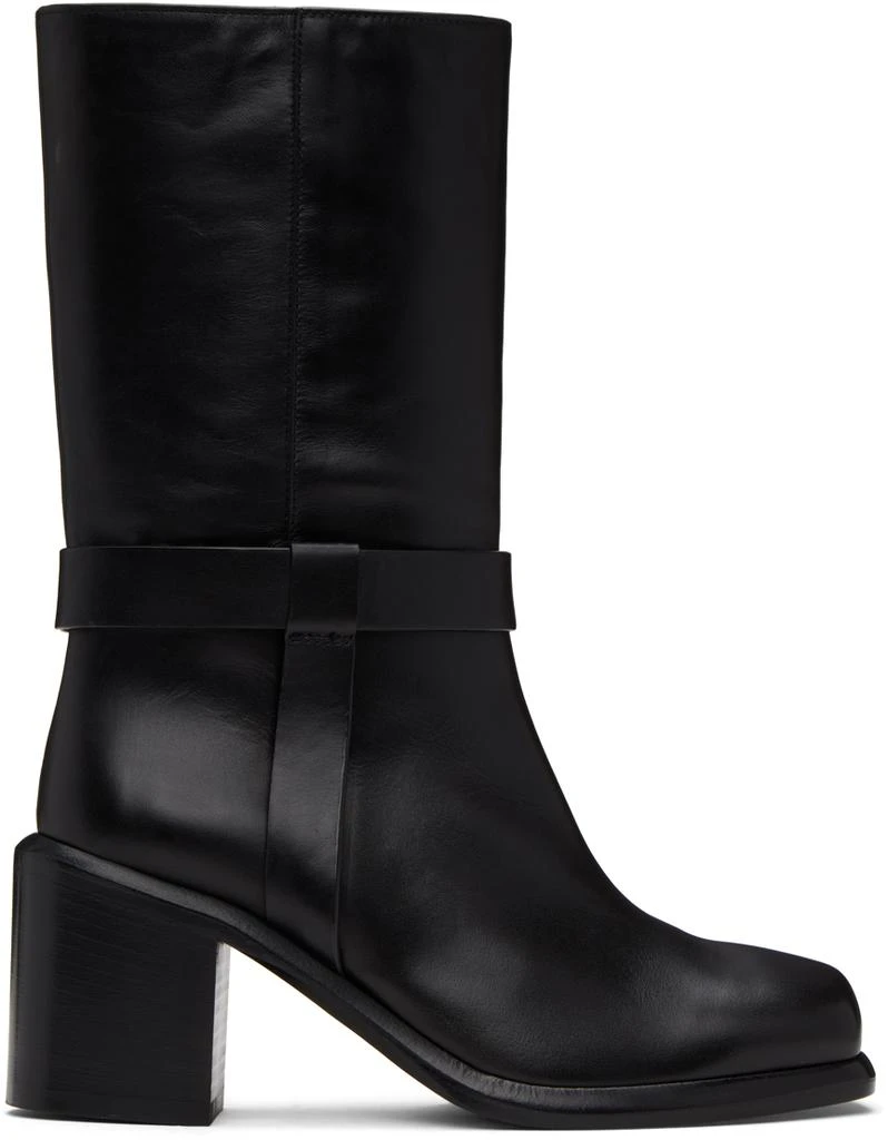 LEGRES Black Square Toe Biker Boots 1