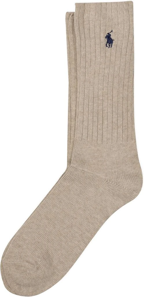 Ralph Lauren POLO RALPH LAUREN Men
s Cotton Rib Crew Socks, Taupe, Tan, 6-12