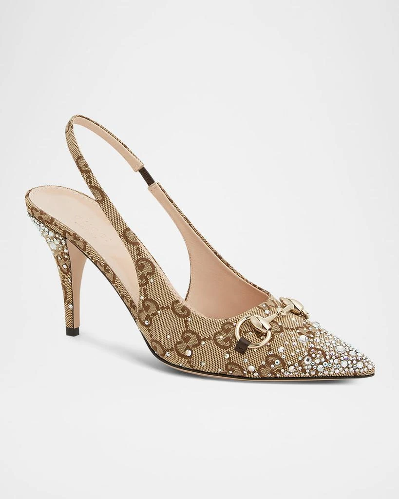 Gucci Erin GG Crystal Canvas Slingback Pumps 3