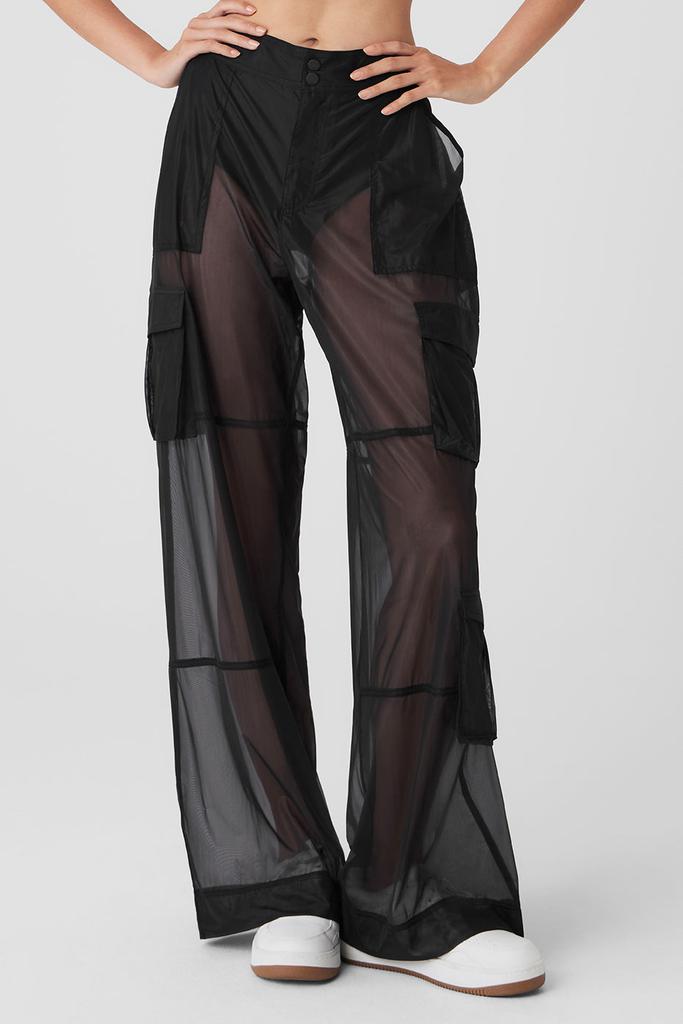 Alo Sheer Effusion Cargo Wide Leg Trouser - Black