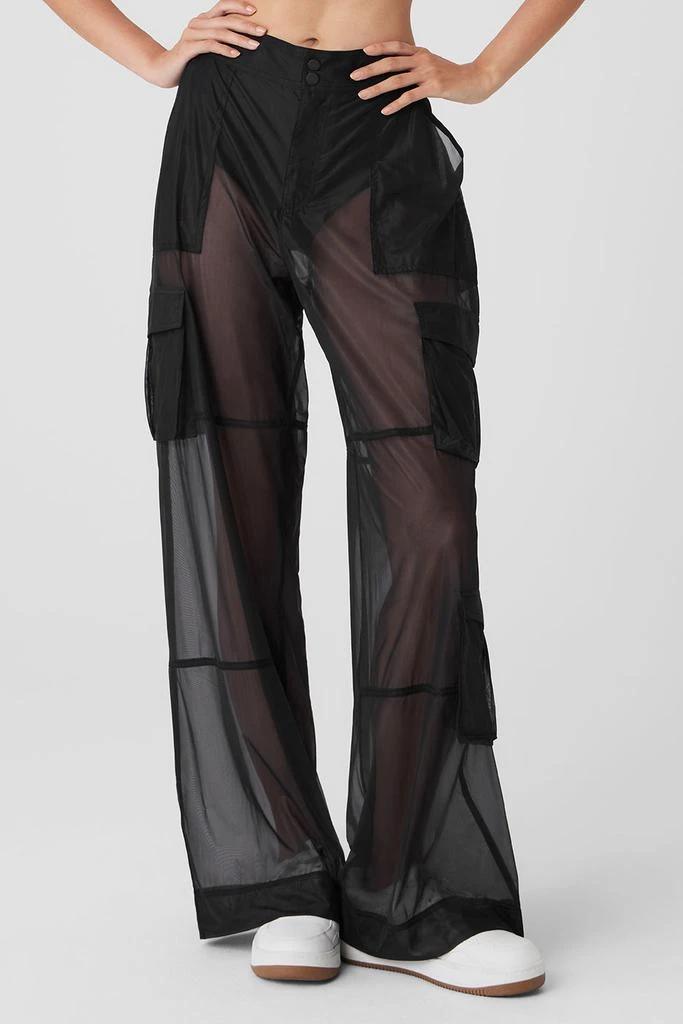 Alo Sheer Effusion Cargo Wide Leg Trouser - Black 1