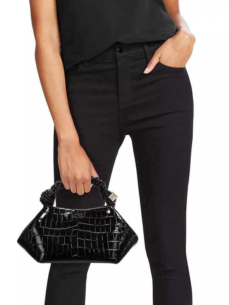 Ganni Small Bou Crocodile-Embossed Top Handle Bag 2