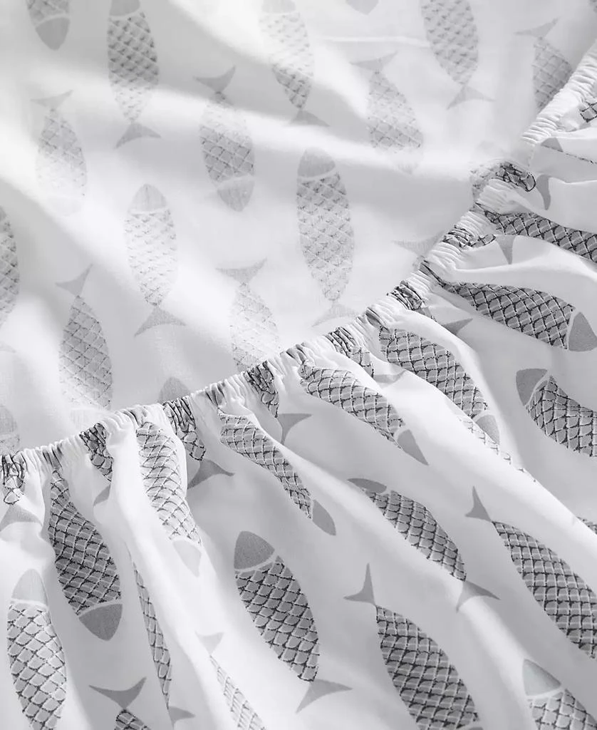 Nautica Woodblock Fish Cotton Percale 4-Piece Sheet Set 5