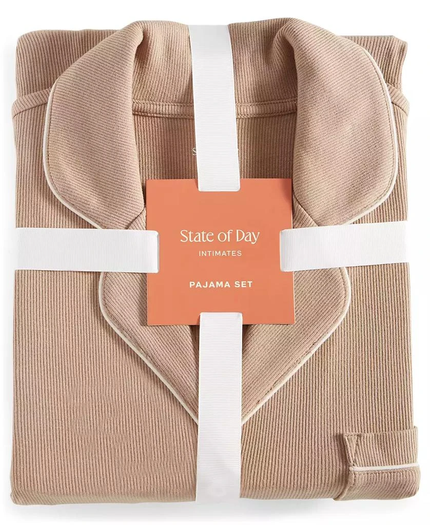 State of Day Women's 2-Pc. Packaged Ribbed Notched-Collar Pajamas Set XS-3X, Created for Macy's 3