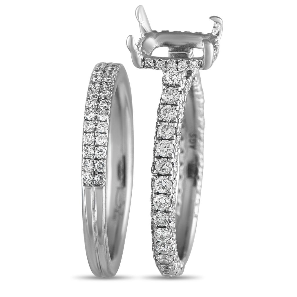 LB Exclusive 18K White Gold 1.32ct Diamond Engagement Ring Set MF08-052825